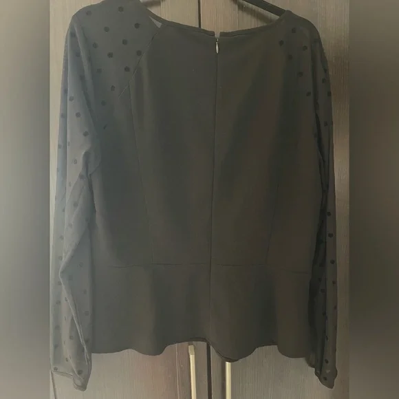 Ann Taylor Black Sheer Polka Dot Blouse size 14 - Picture 5 of 6
